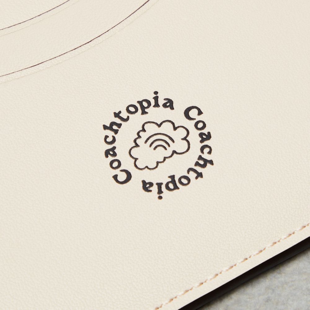 Coachtopia Leather/Black/Cloud Multi Coach Wavy Card Case In Coachtopia Leather With Cherry Print | COH865600