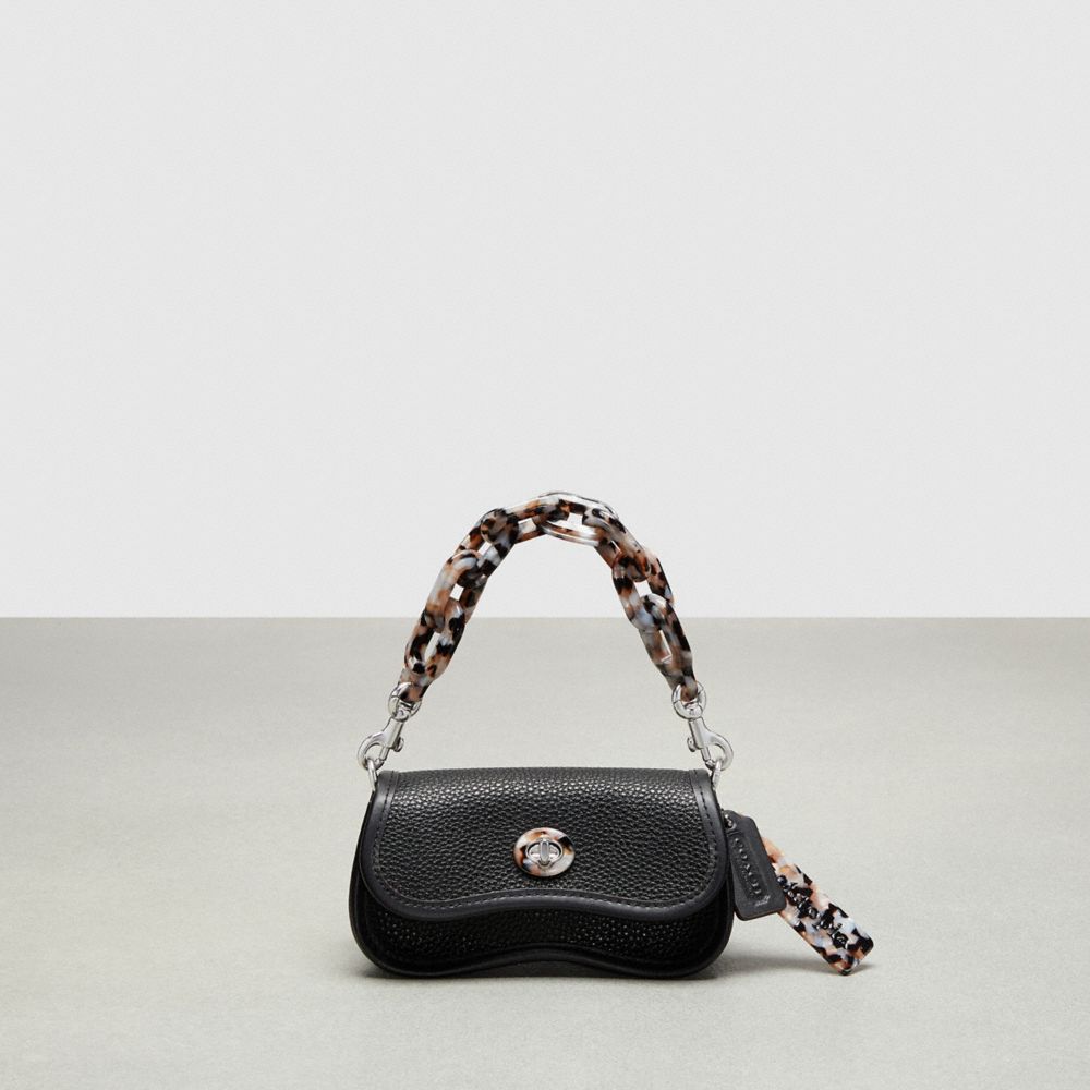Coachtopia Leather/Black Coach Mini Wavy Dinky Bag With Crossbody Strap In Coachtopia Leather | COH865269