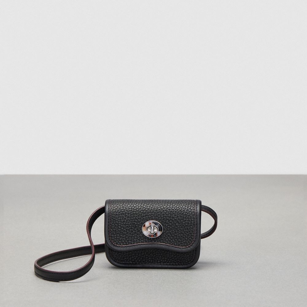 Coachtopia Leather/Black Coach Wavy Wallet With Crossbody Strap | COH865592