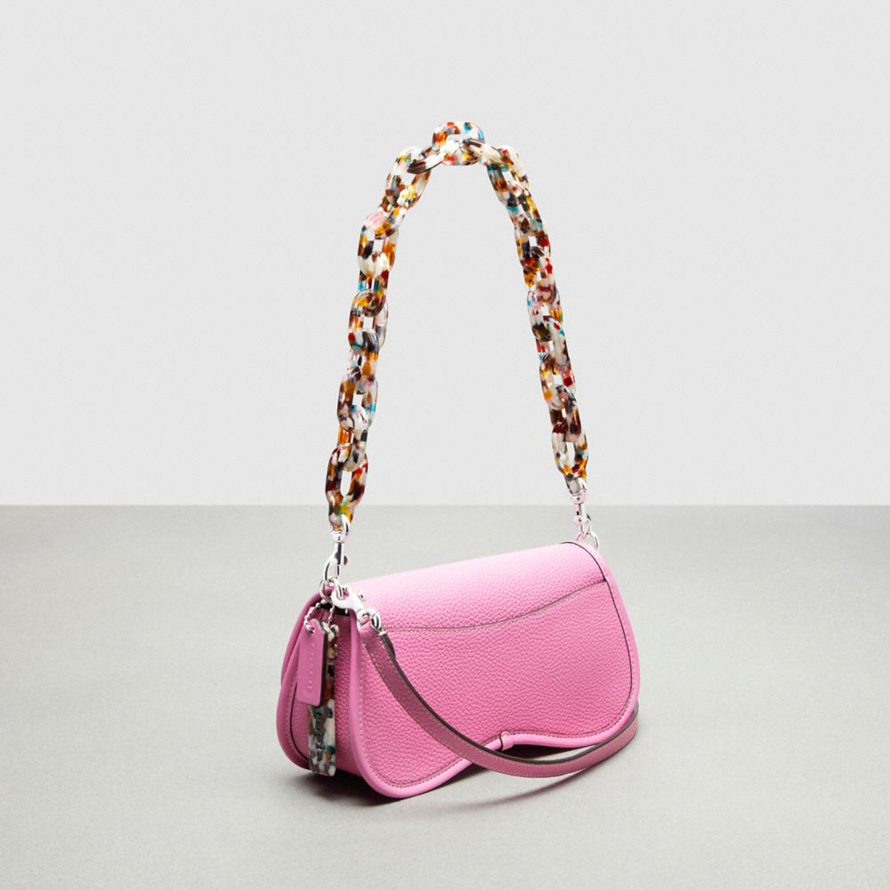 Coachtopia Leather/Bright Magenta Coach Wavy Dinky Bag With Crossbody Strap | COH864737