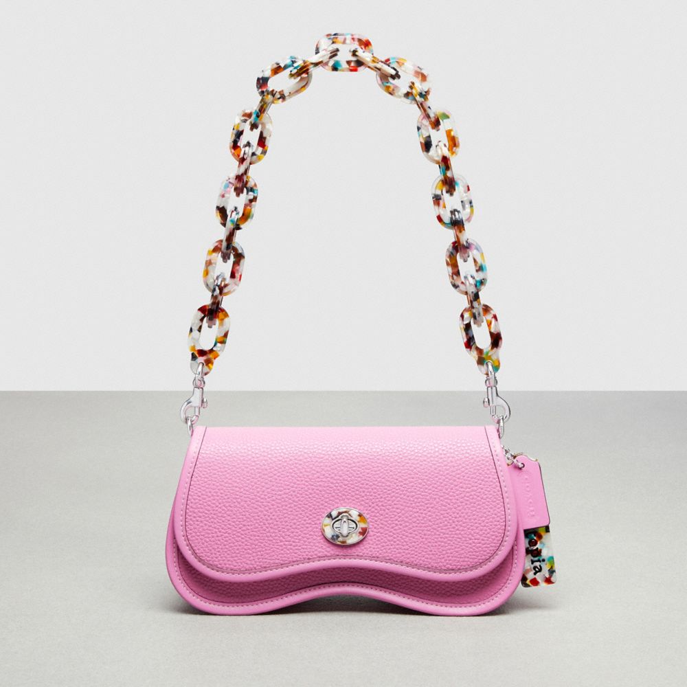 Coachtopia Leather/Bright Magenta Coach Wavy Dinky Bag With Crossbody Strap | COH864737