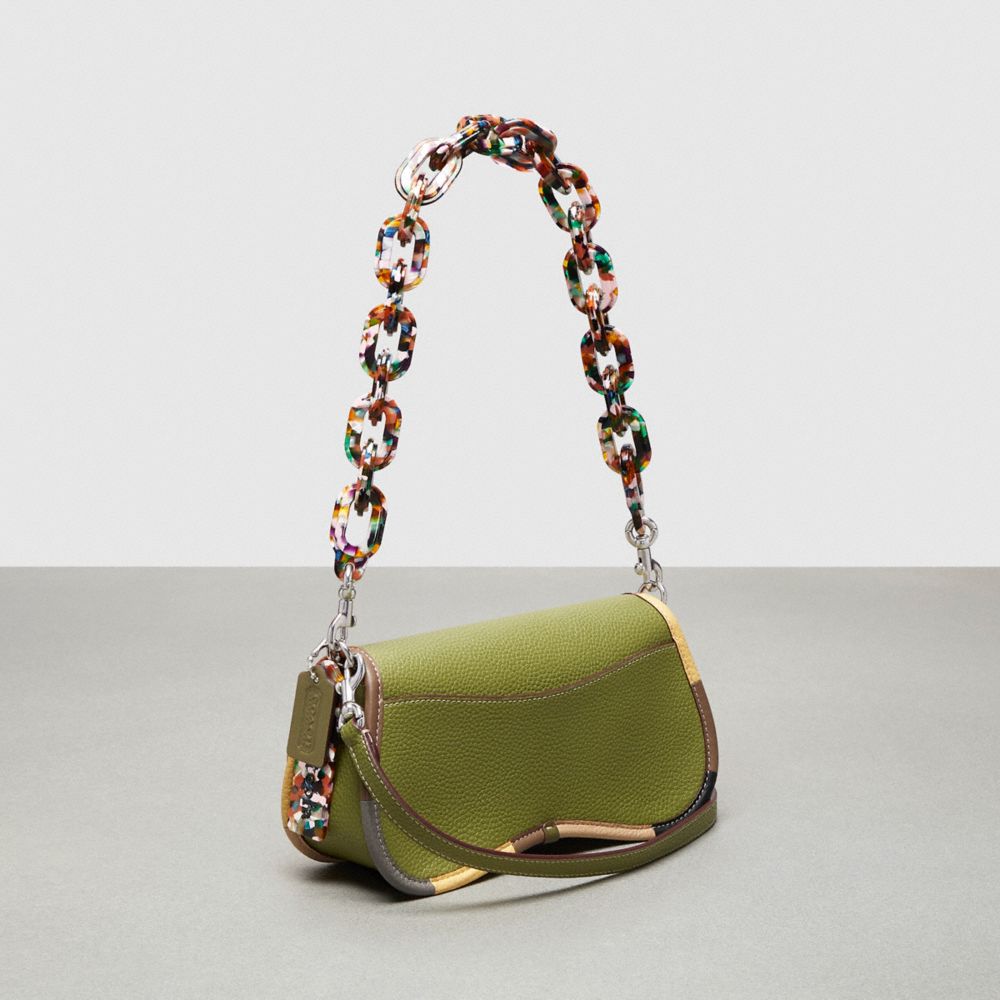 Coachtopia Leather/Olive Green Multi Coach Wavy Dinky Bag With Colorful Binding In Upcrafted Leather | COH864850