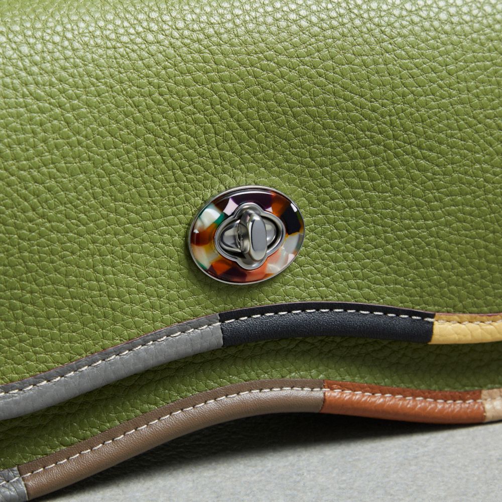 Coachtopia Leather/Olive Green Multi Coach Wavy Dinky Bag With Colorful Binding In Upcrafted Leather | COH864850