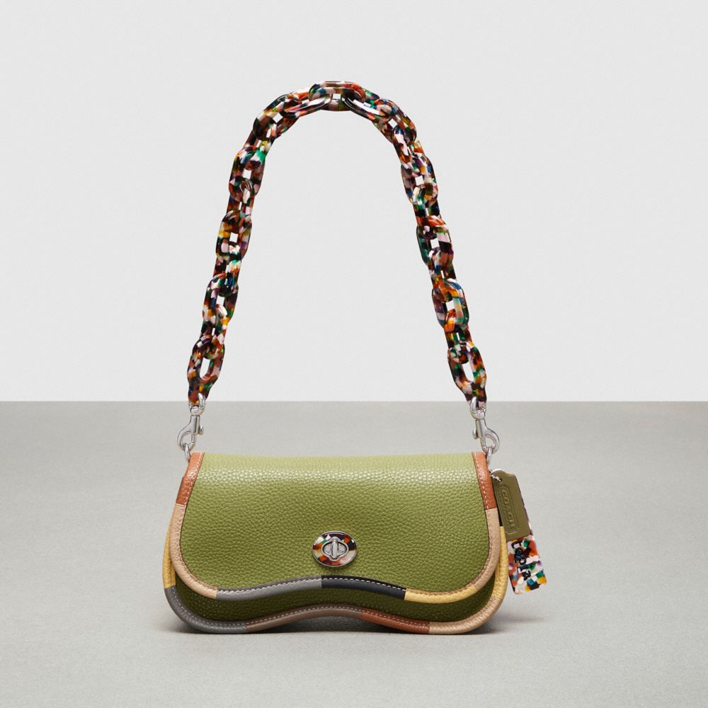 Coachtopia Leather/Olive Green Multi Coach Wavy Dinky Bag With Colorful Binding In Upcrafted Leather | COH864850