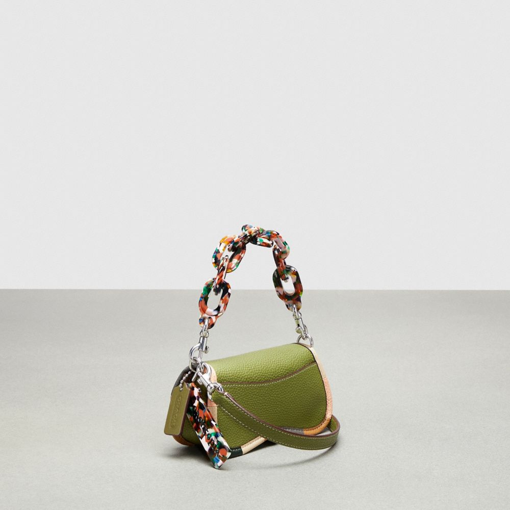 Coachtopia Leather/Olive Green Multi Coach Mini Wavy Dinky Bag With Colorful Binding In Upcrafted Leather | COH865372