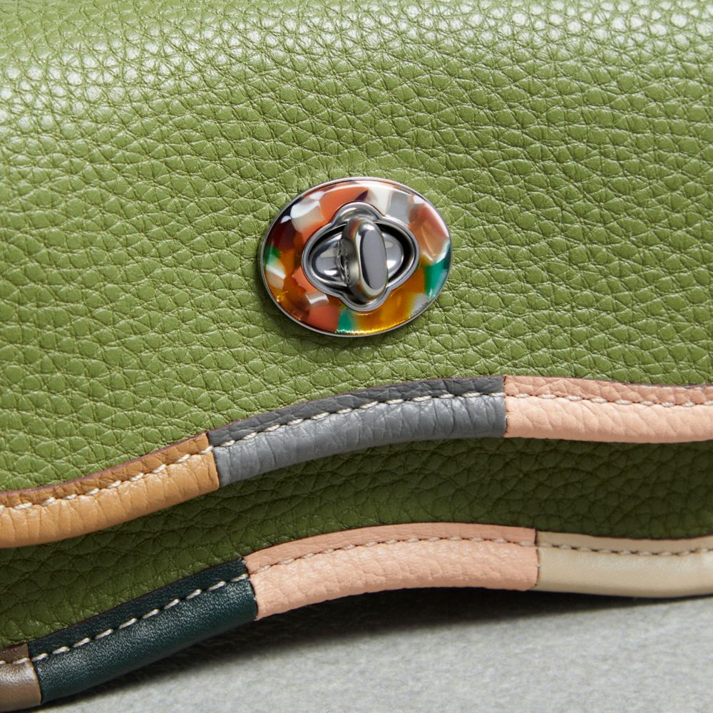 Coachtopia Leather/Olive Green Multi Coach Mini Wavy Dinky Bag With Colorful Binding In Upcrafted Leather | COH865372