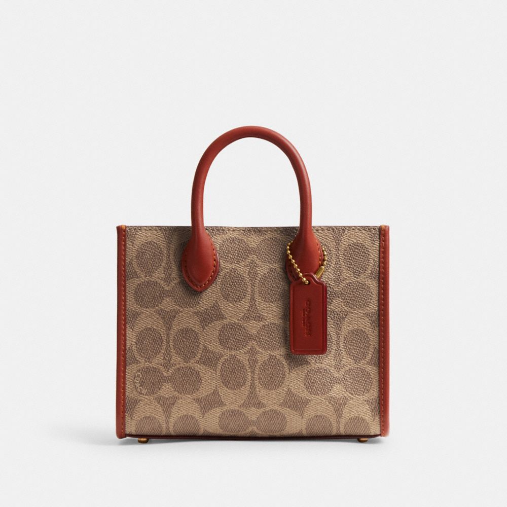 Coated Canvas/Brass/Tan/Rust Coach Ace Tote Bag 17 In Signature Canvas | COH865334