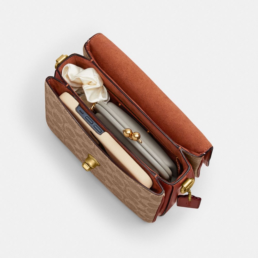 Coated Canvas/Brass/Tan/Rust Coach Cassie Crossbody Bag 19 In Signature Canvas | COH865386