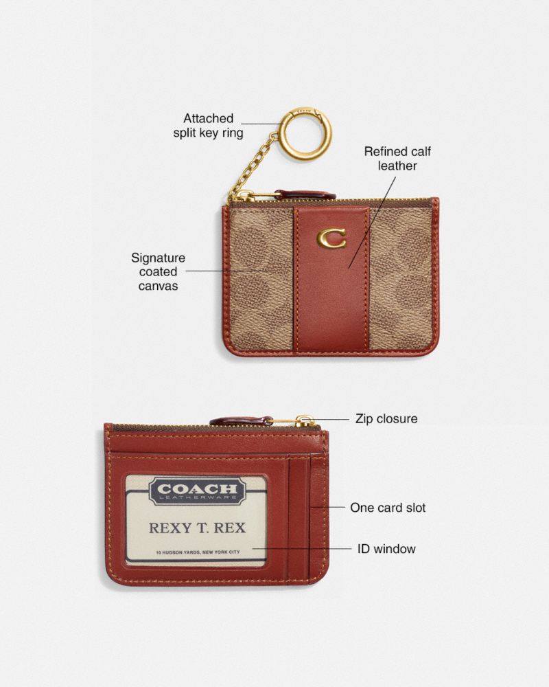 Coated Canvas/Brass/Tan/Rust Coach Mini Skinny Id Case In Signature Canvas | COH865712