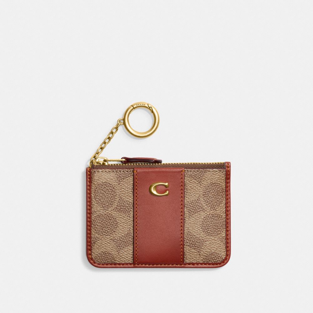 Coated Canvas/Brass/Tan/Rust Coach Mini Skinny Id Case In Signature Canvas | COH865712
