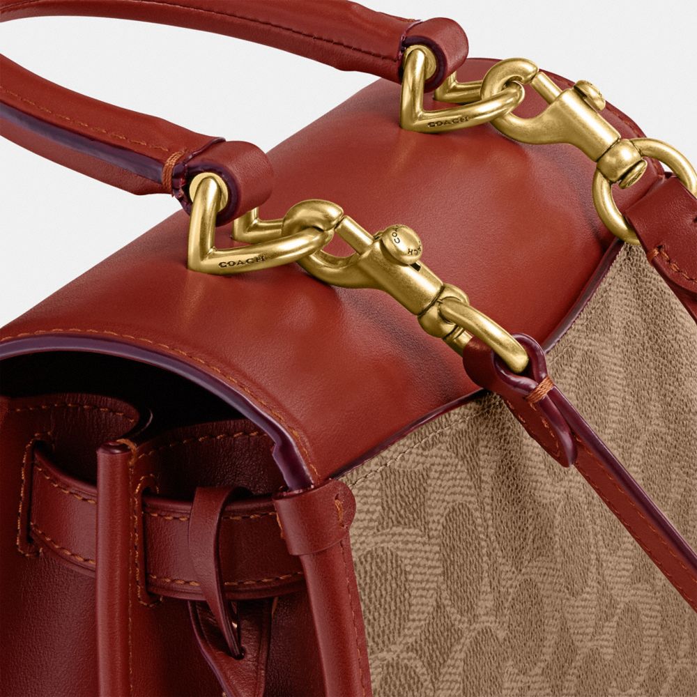 Coated Canvas/Brass/Tan/Rust Coach Sammy Top Handle Bag In Signature Canvas | COH865155
