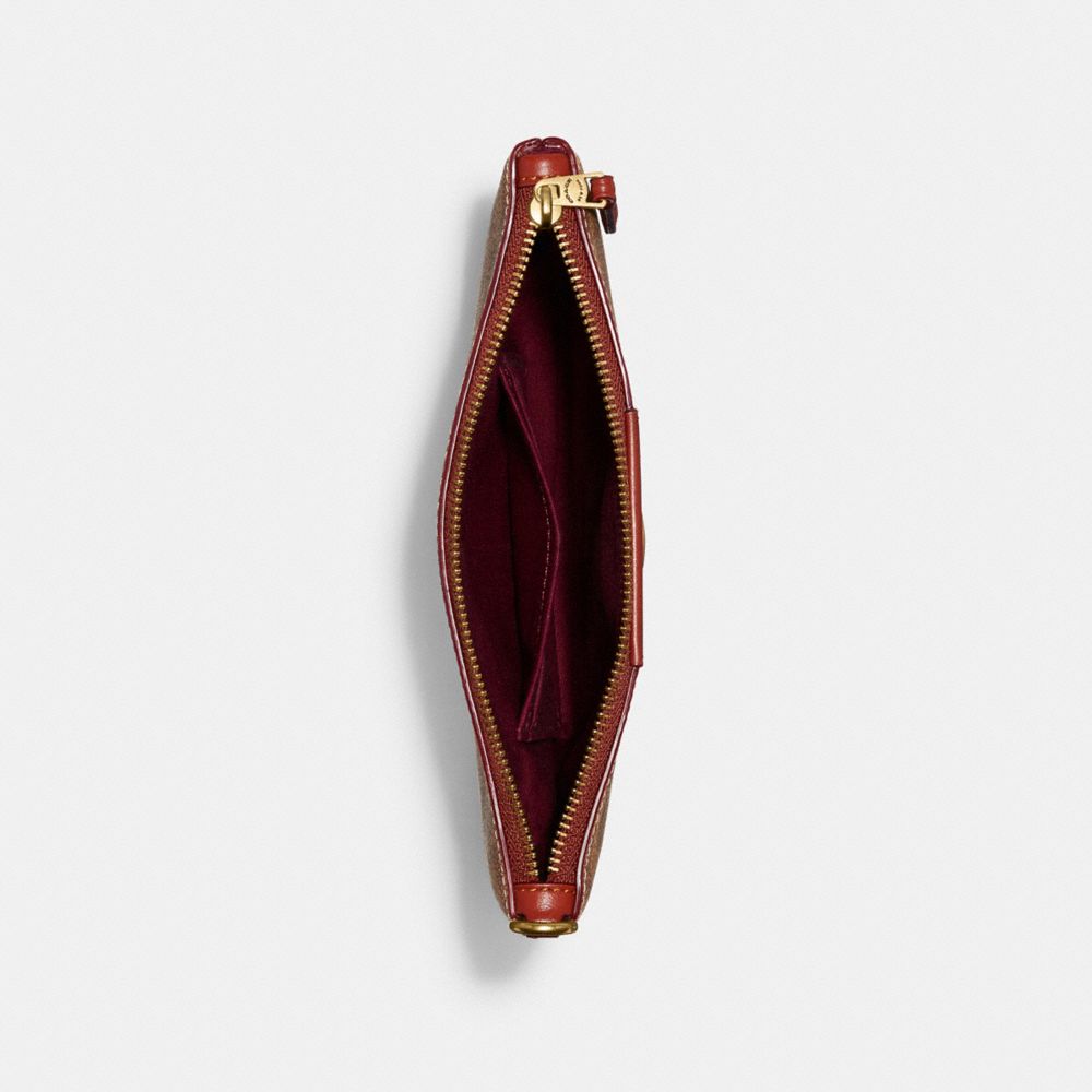 Coated Canvas/Brass/Tan/Rust Coach Small Wristlet In Signature Canvas | COH865645