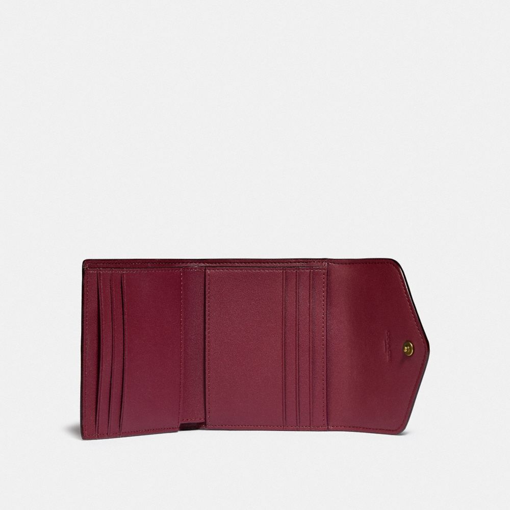 Coated Canvas/Brass/Tan Brown Rust Coach Wyn Small Wallet With Horse And Carriage Print | COH865605