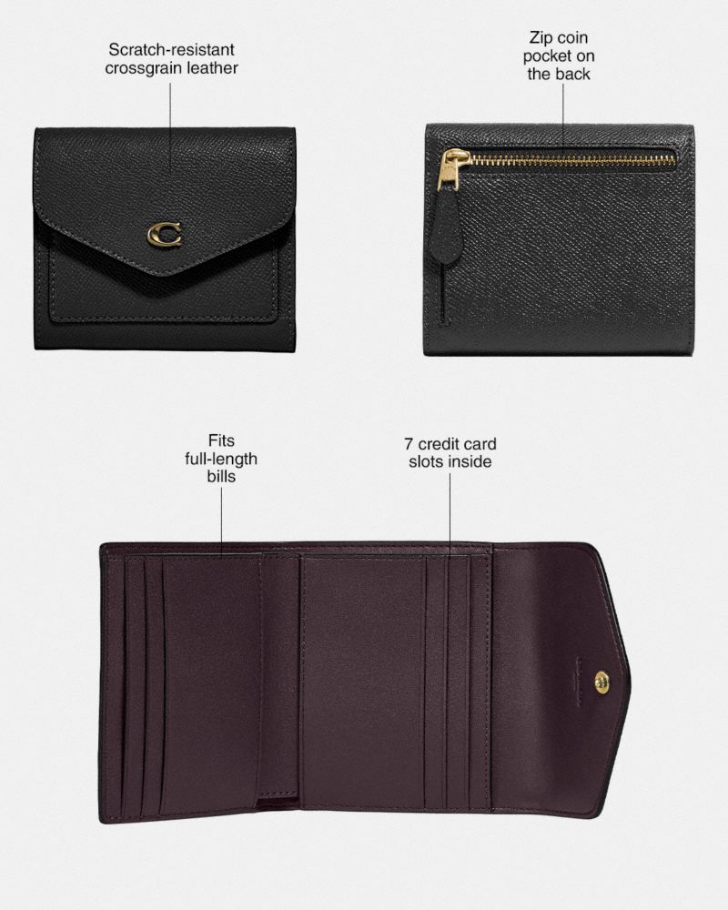 Coated Canvas/Brass/Tan Brown Rust Coach Wyn Small Wallet With Horse And Carriage Print | COH865605