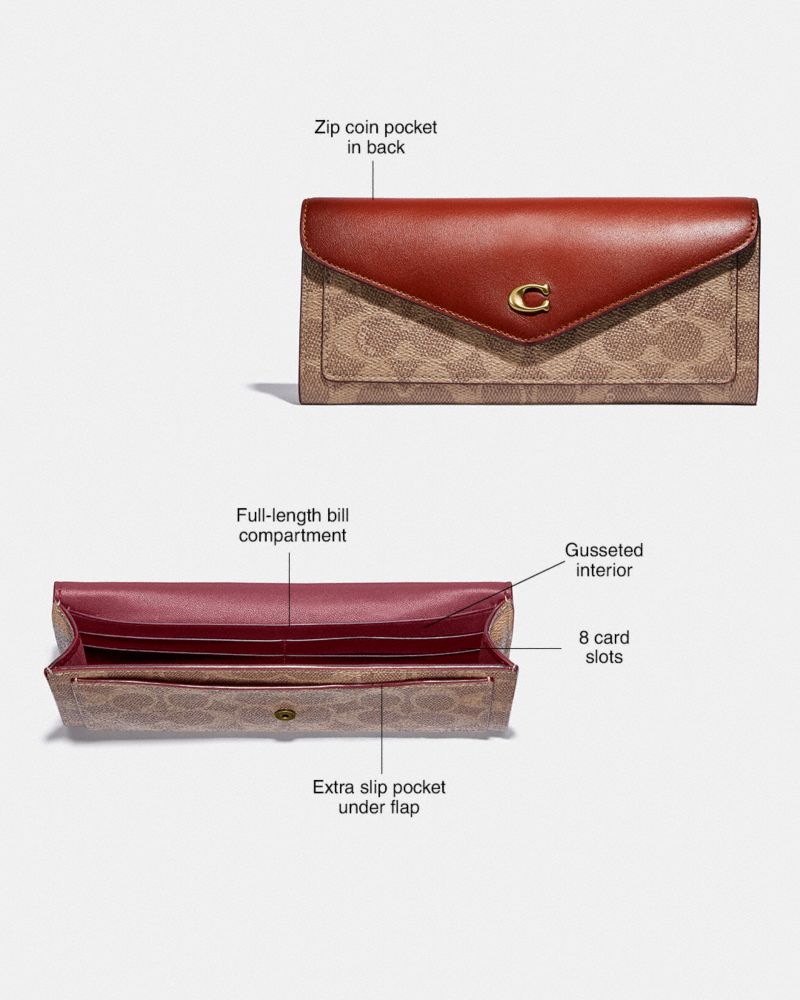 Coated Canvas/Brass/Tan Brown Rust Coach Wyn Small Wallet With Horse And Carriage Print | COH865605