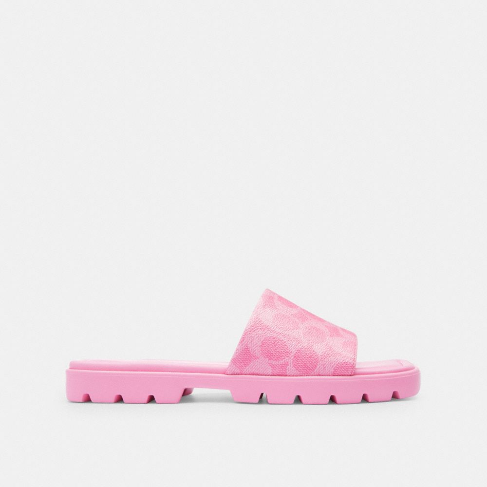 Coated Canvas/Vivid Pink Coach Florence Sandal In Signature Canvas | COH865868