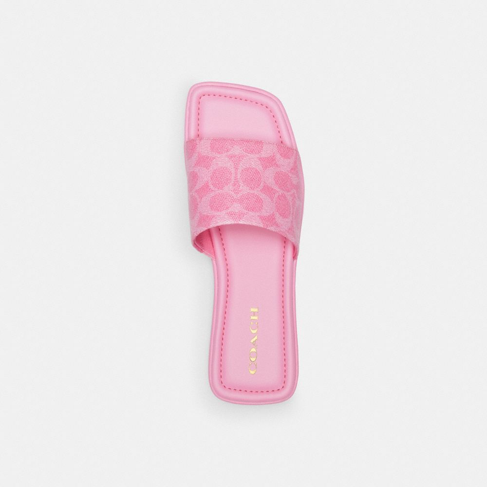 Coated Canvas/Vivid Pink Coach Florence Sandal In Signature Canvas | COH865868