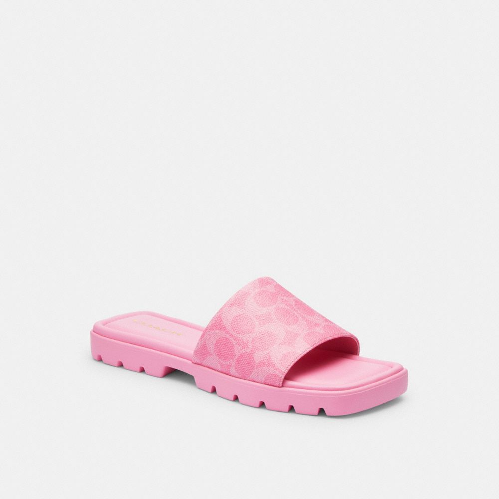 Coated Canvas/Vivid Pink Coach Florence Sandal In Signature Canvas | COH865868