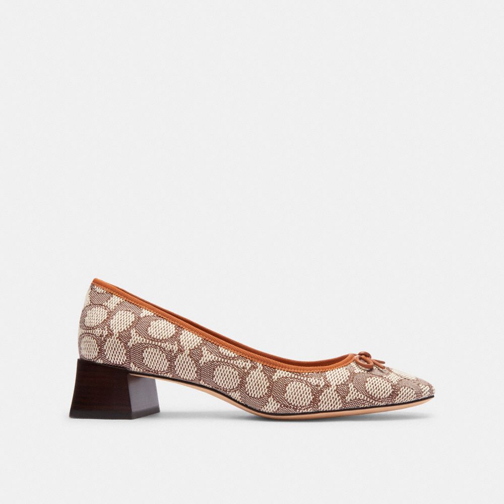Cocoa/Burnished Amber Coach Ava Ballet Pump In Signature Textile Jacquard | COH865755