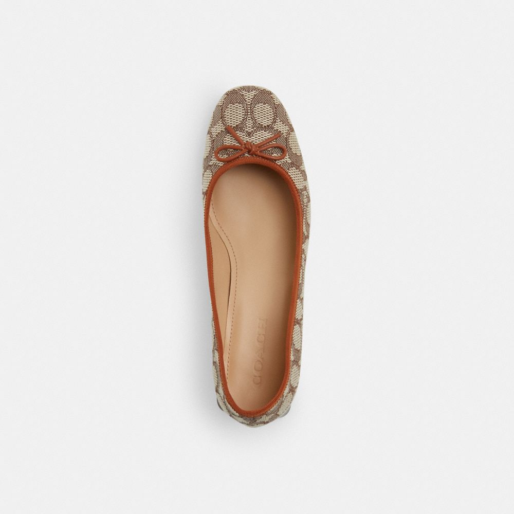 Cocoa/Burnished Amber Coach Ava Ballet Pump In Signature Textile Jacquard | COH865755