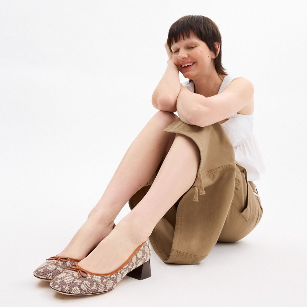 Cocoa/Burnished Amber Coach Ava Ballet Pump In Signature Textile Jacquard | COH865755