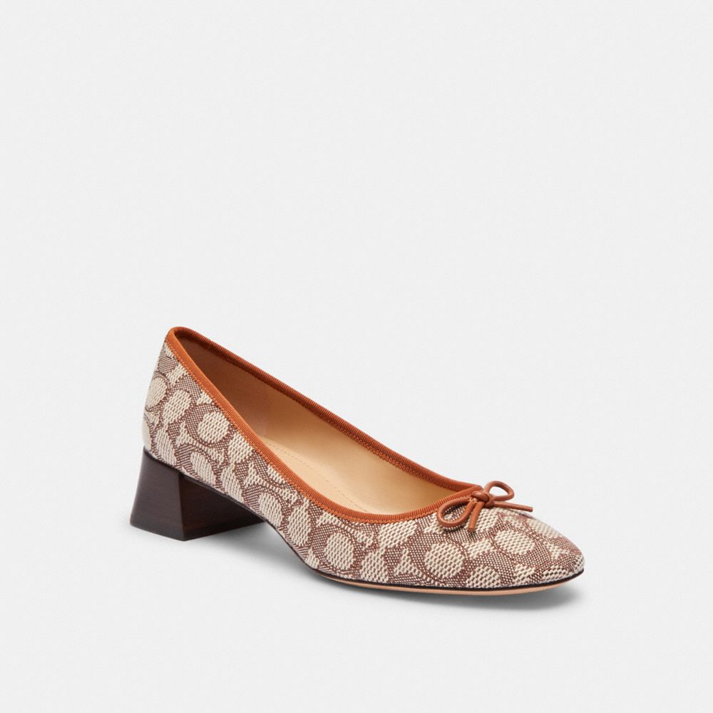 Cocoa/Burnished Amber Coach Ava Ballet Pump In Signature Textile Jacquard | COH865755
