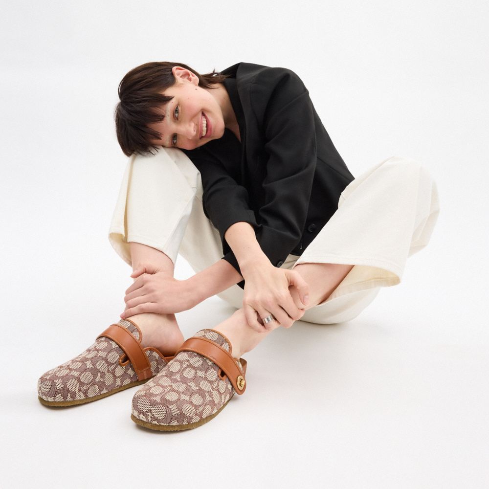 Cocoa/Burnished Amber Coach Blake Clog In Signature Textile Jacquard | COH865807