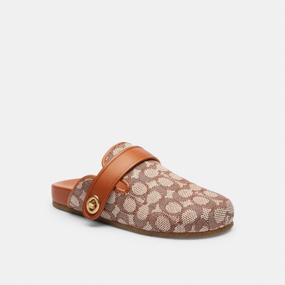 Cocoa/Burnished Amber Coach Blake Clog In Signature Textile Jacquard | COH865807