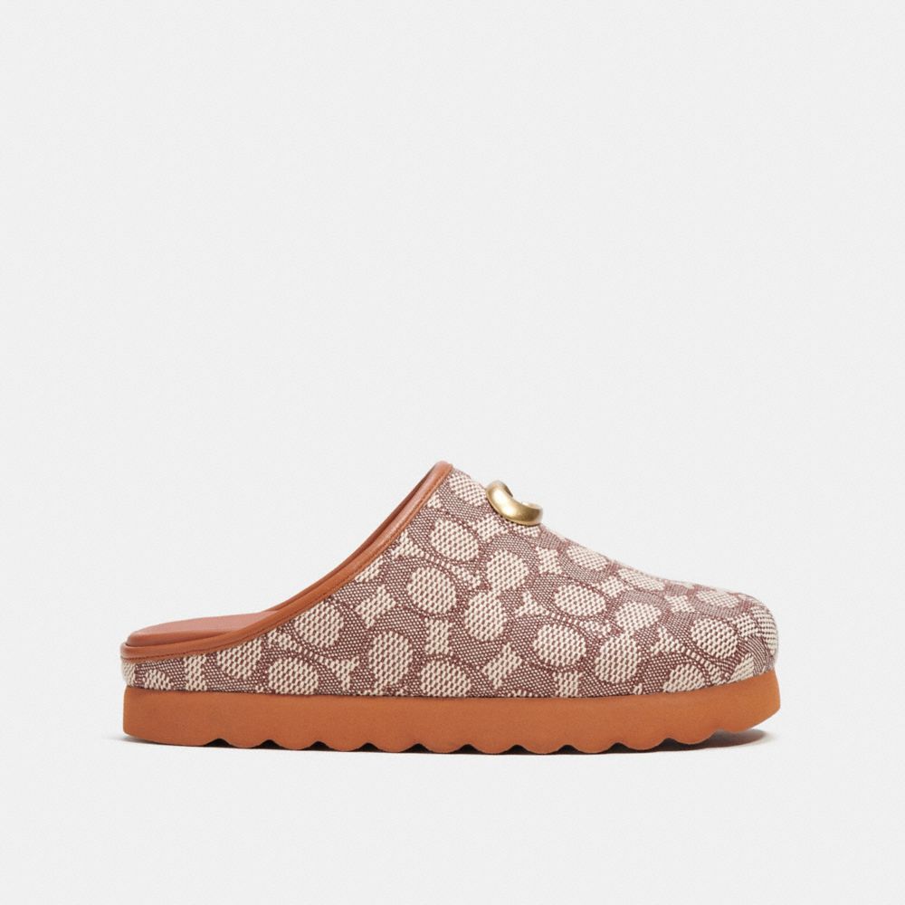 Cocoa/Burnished Amber Coach Hadley Slipper In Signature Textile Jacquard | COH865784