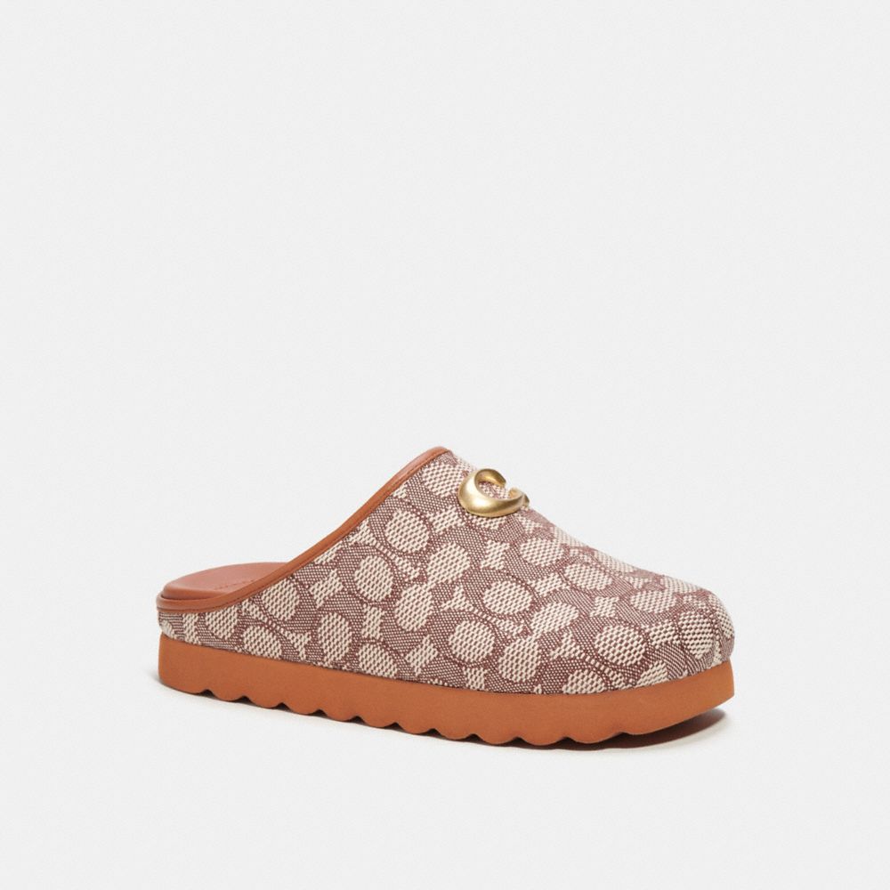 Cocoa/Burnished Amber Coach Hadley Slipper In Signature Textile Jacquard | COH865784