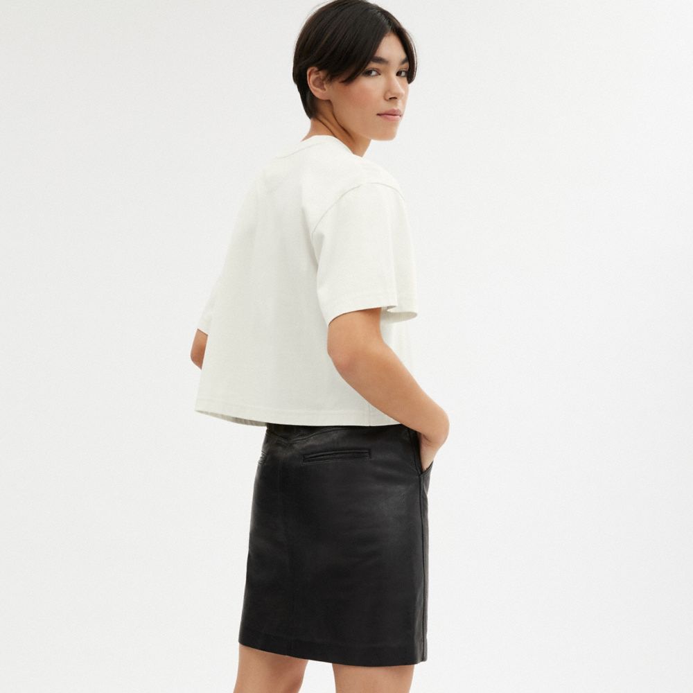 Cream Coach Cursive Signature Cropped T Shirt | COH865992
