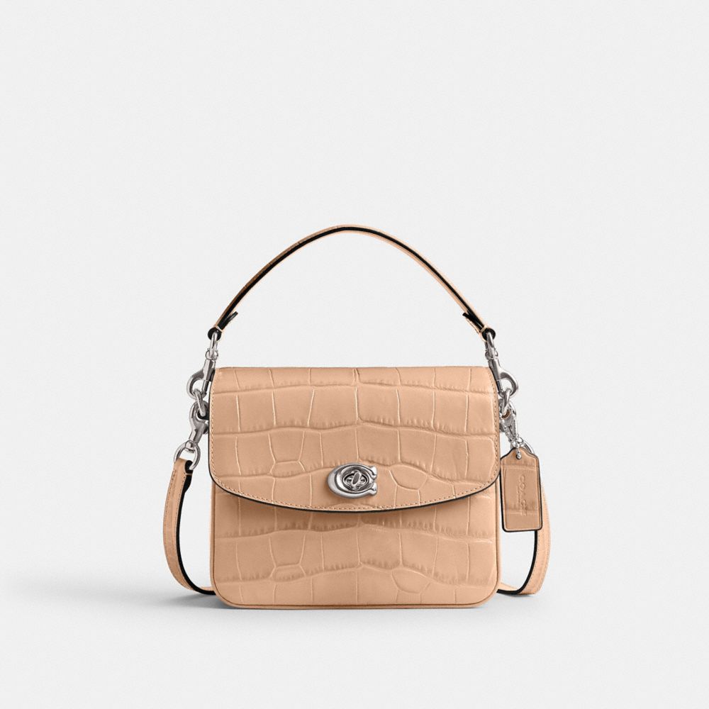 Croc Embossed Leather/Silver/Buff Coach Cassie Crossbody Bag 19 | COH864769