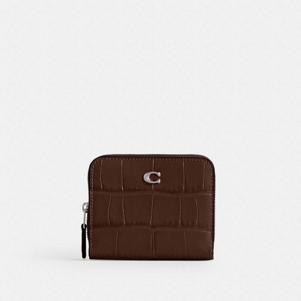 Croc Embossed Leather/Silver/Maple Coach Billfold Wallet | COH865549