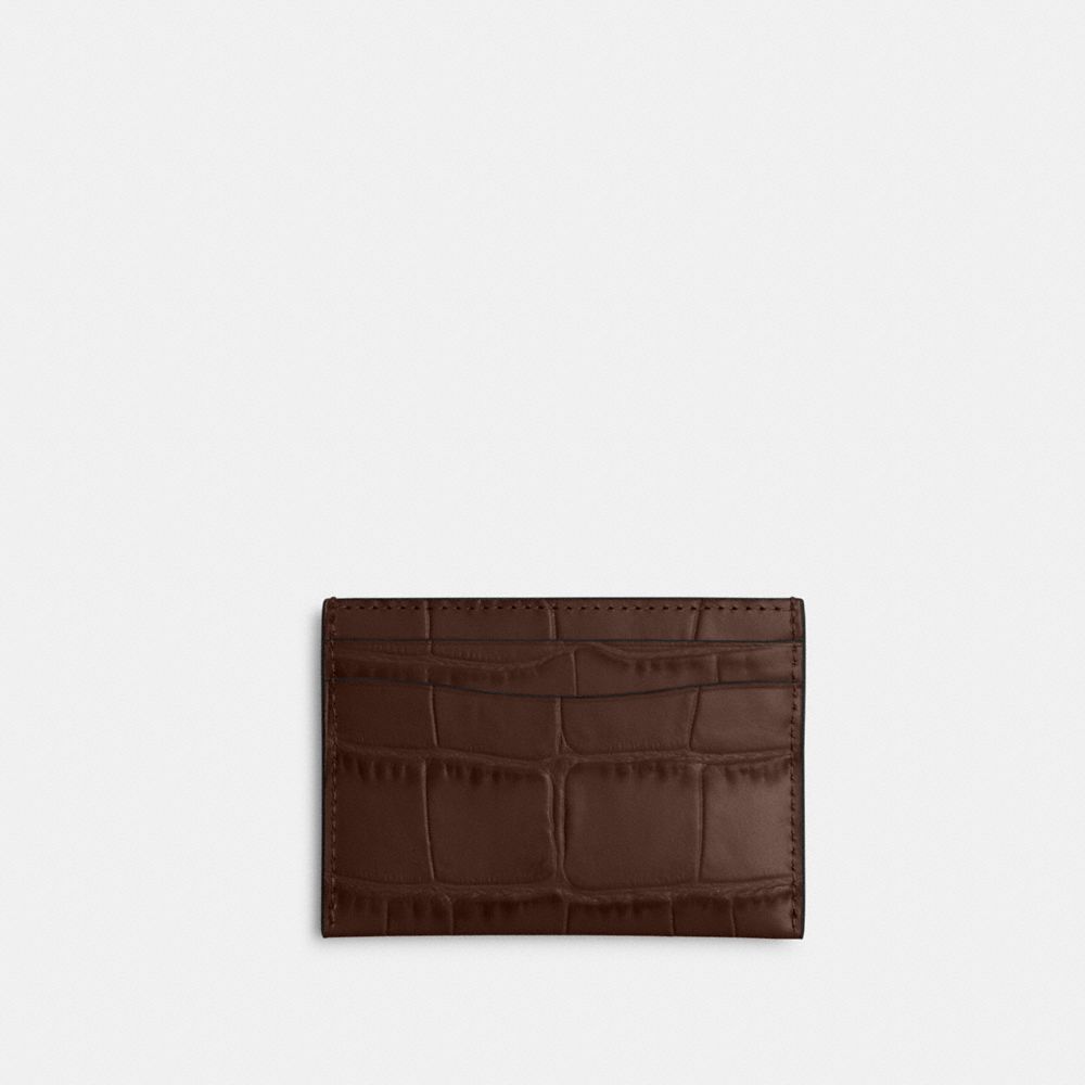 Croc Embossed Leather/Silver/Maple Coach Essential Card Case | COH865535