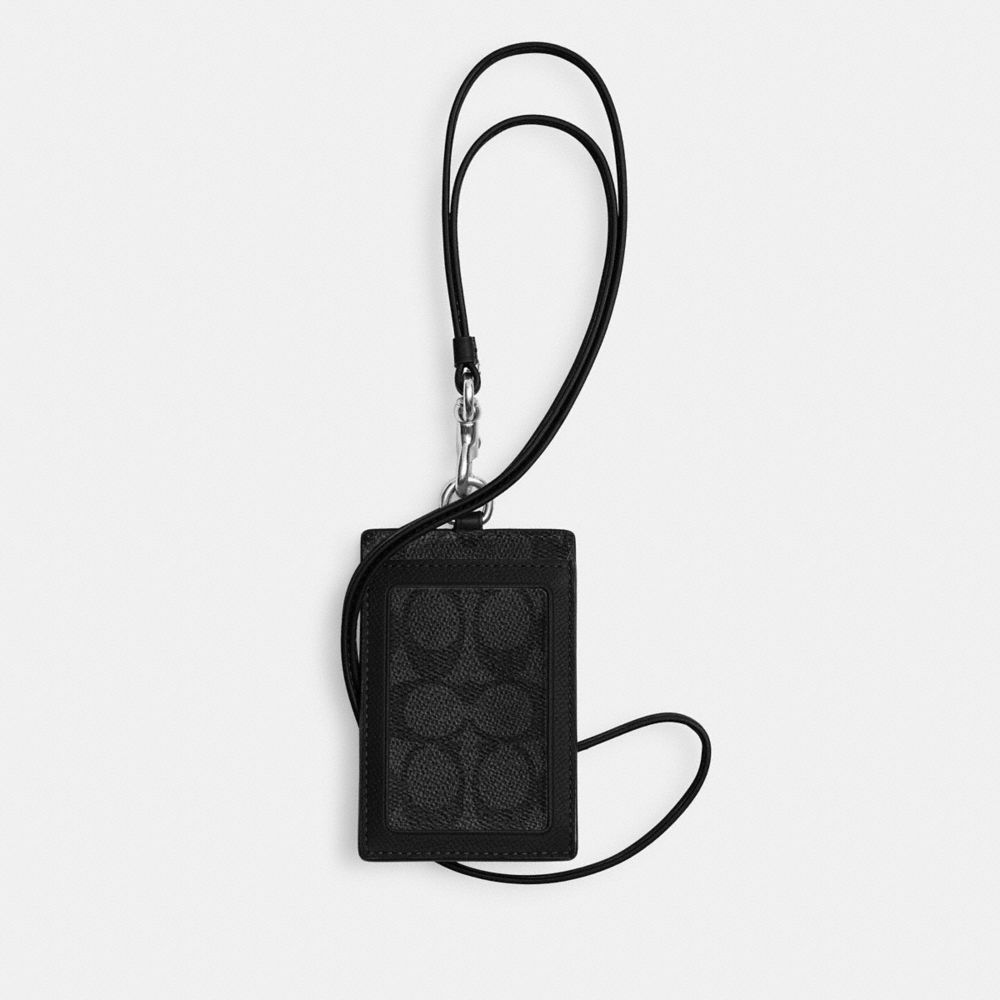 Crossgrain Leather/Black Coach Id Lanyard With Signature Canvas | COH865663