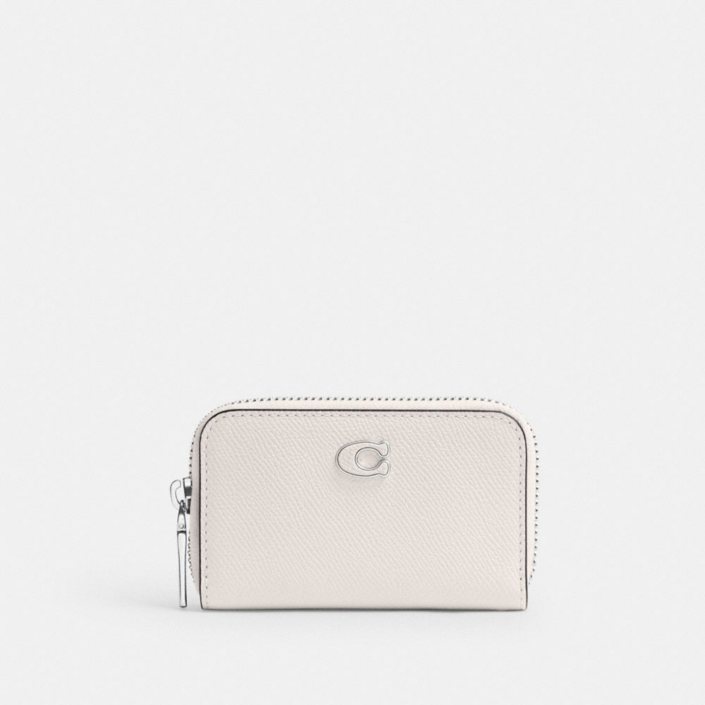 Crossgrain Leather/Chalk Coach Small Zip Around Card Case | COH866738