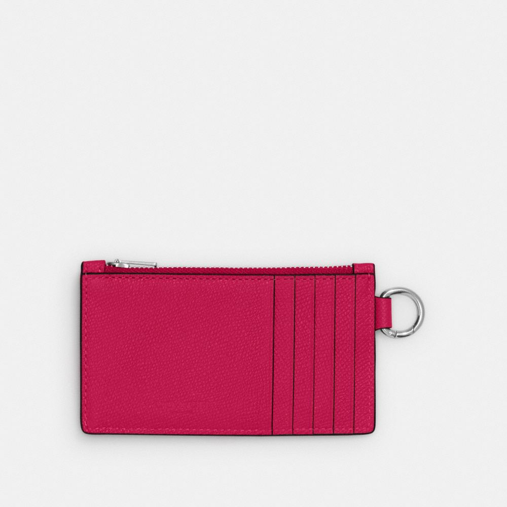 Crossgrain Leather/Dragon Fruit Coach Zip Card Case | COH865665