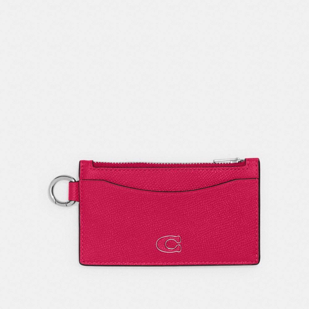 Crossgrain Leather/Dragon Fruit Coach Zip Card Case | COH865665