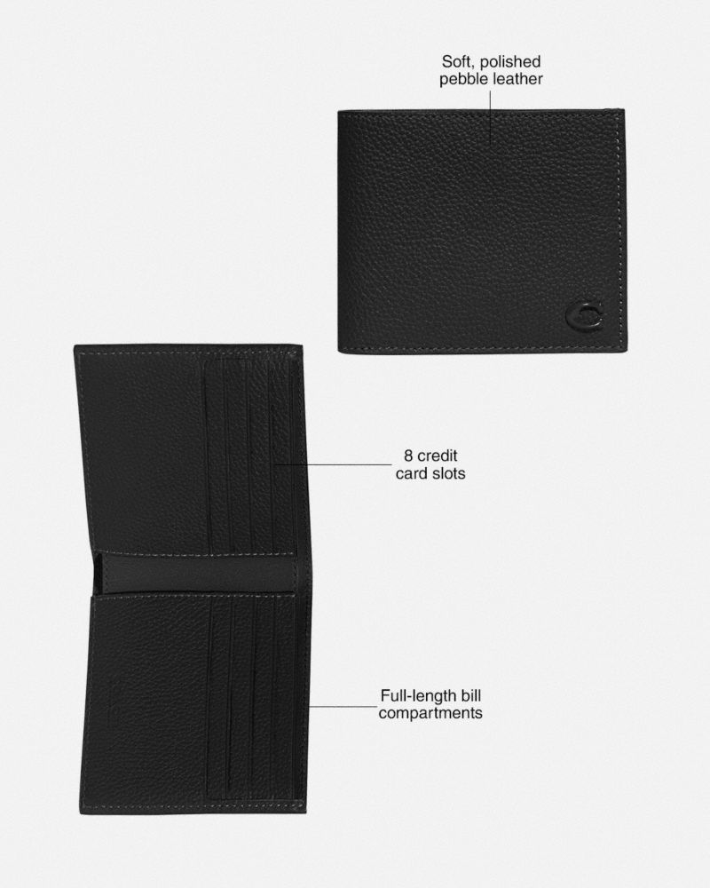 Crossgrain Leather/Grey Blue Coach 3 In 1 Wallet With Signature Canvas Interior | COH866696