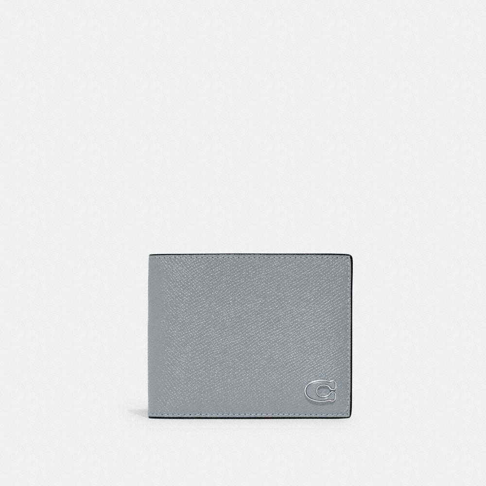Crossgrain Leather/Grey Blue Coach 3 In 1 Wallet With Signature Canvas Interior | COH866696