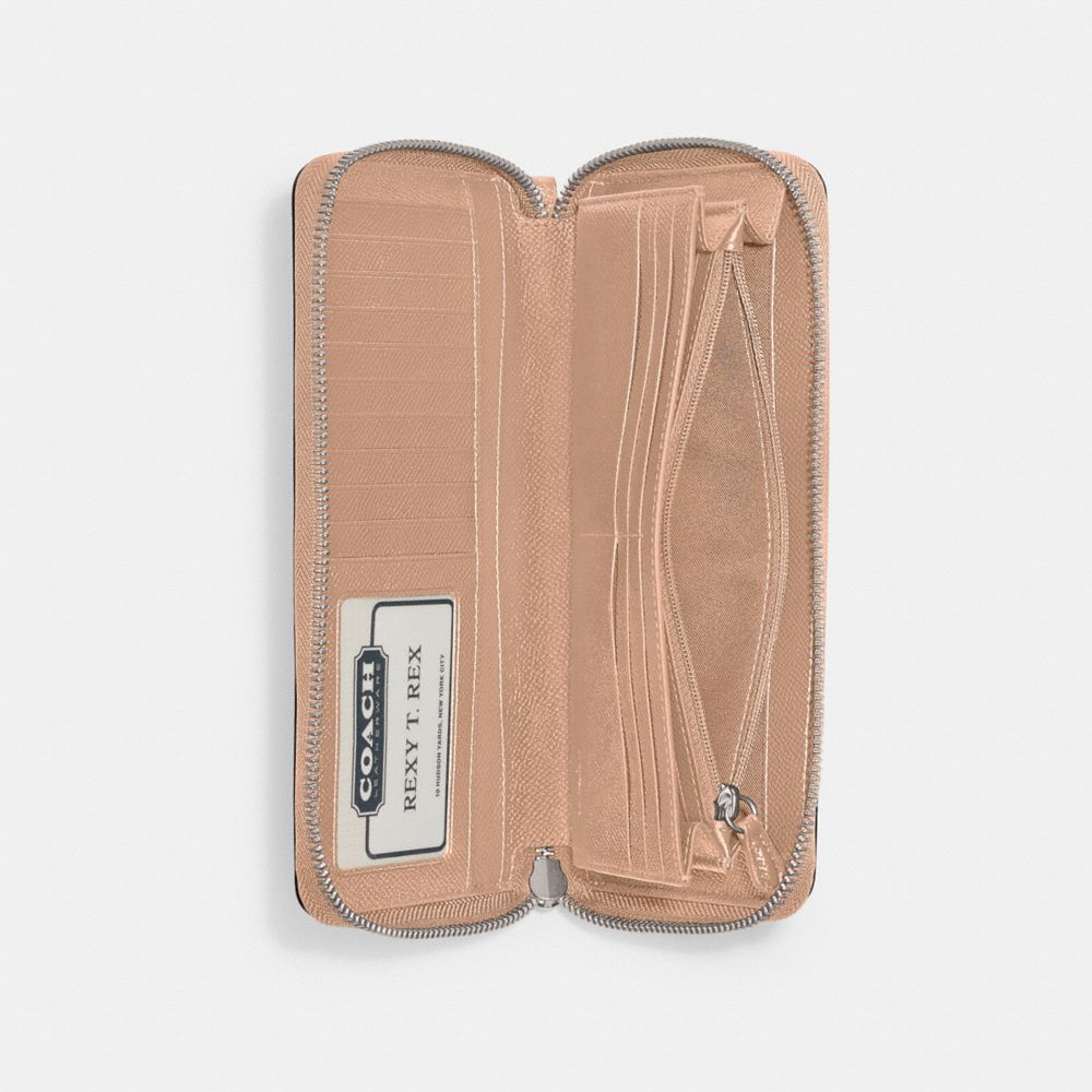 Crossgrain Leather/Silver/Buff Coach Continental Wallet | COH865628
