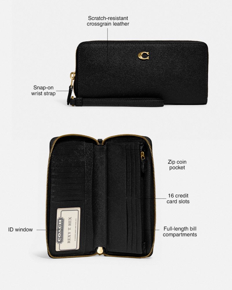 Crossgrain Leather/Silver/Buff Coach Continental Wallet | COH865628