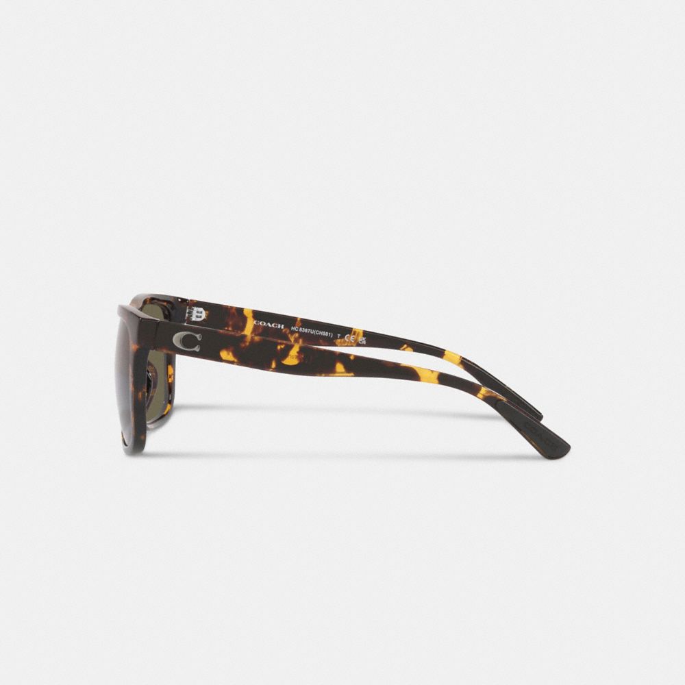 Dark Tortoise Coach Beveled Signature Flat Top Square Sunglasses | COH866339