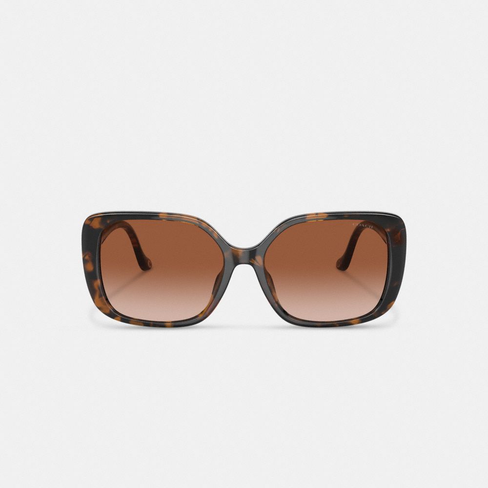 Dark Tortoise Coach Swoop Temple Rectangle Sunglasses | COH866325