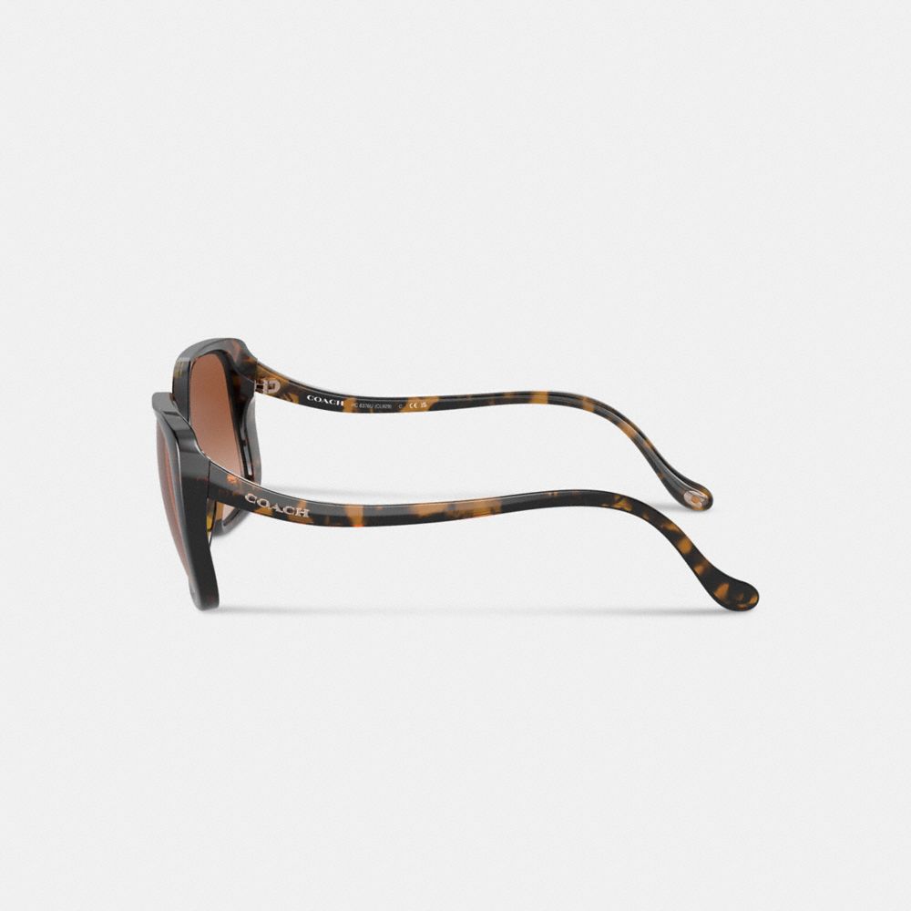 Dark Tortoise Coach Swoop Temple Rectangle Sunglasses | COH866325
