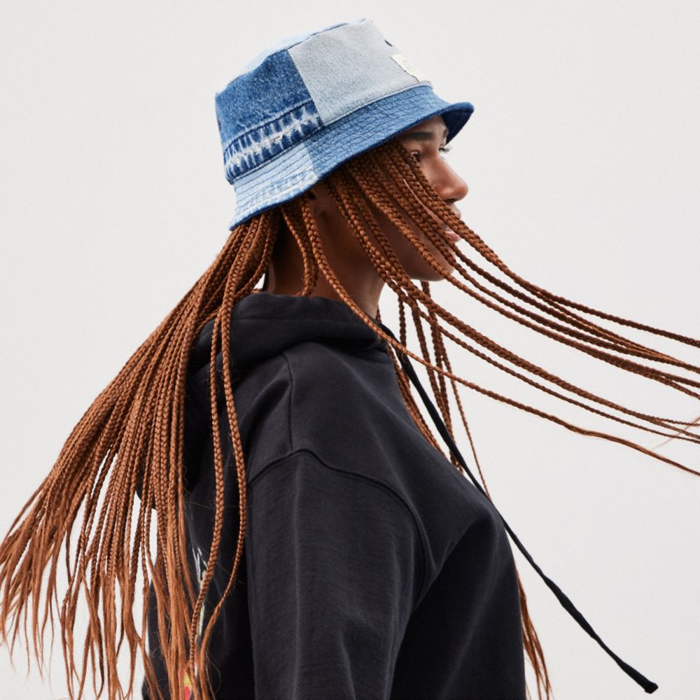 Denim Coach Bucket Hat In Repurposed Denim | COH867040