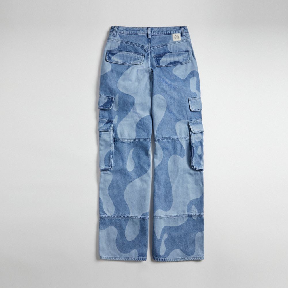 Denim Coach Cargo Pants In Wavy Wash | COH866023