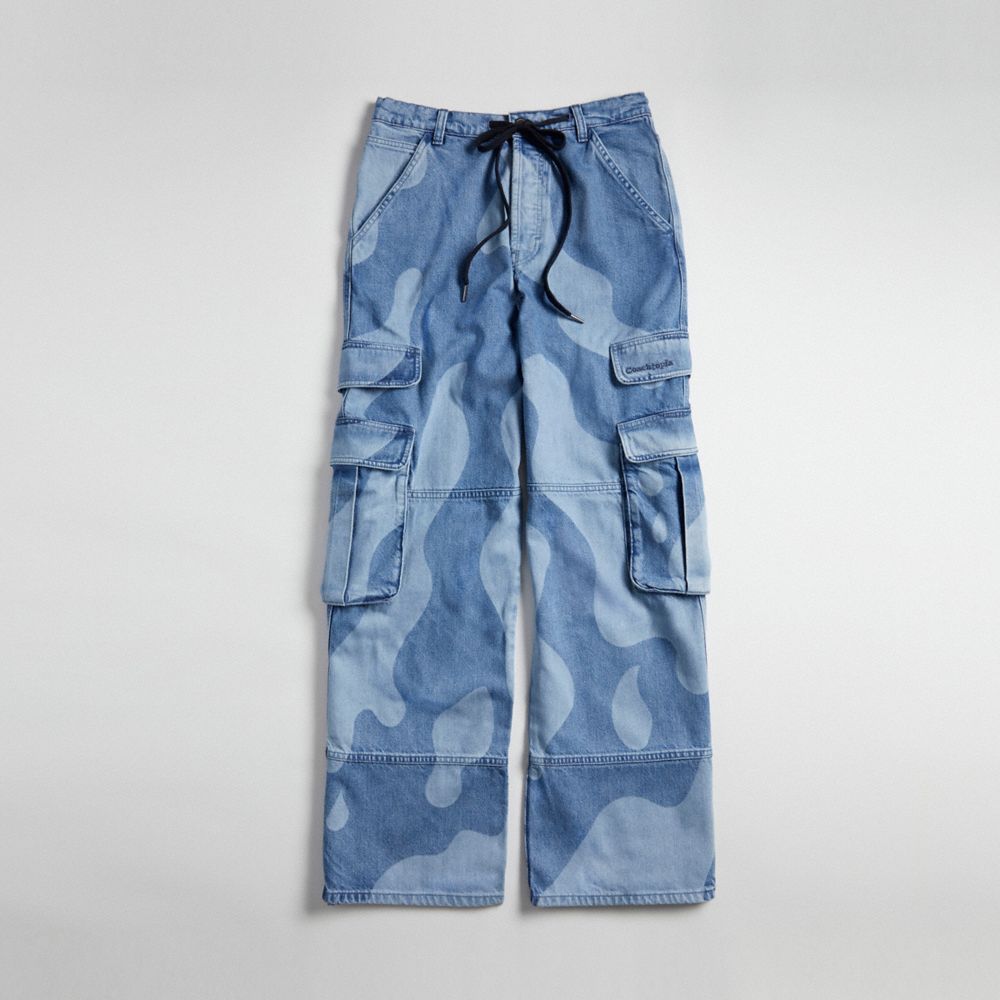 Denim Coach Cargo Pants In Wavy Wash | COH866023