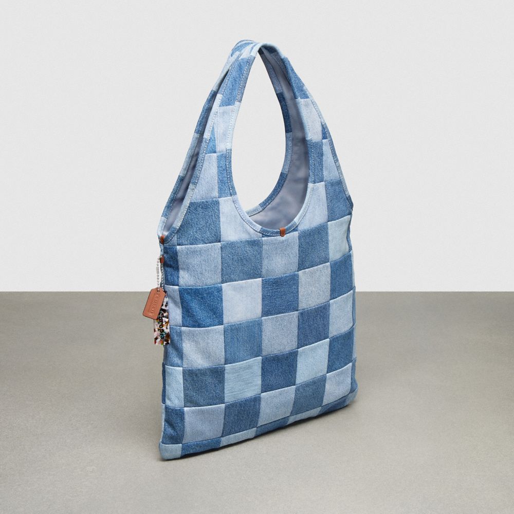 Denim Coach Flat Tote In Denim Checkerboard | COH865083