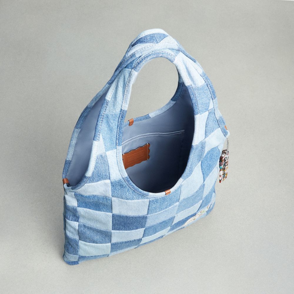Denim Coach Flat Tote In Denim Checkerboard | COH865083